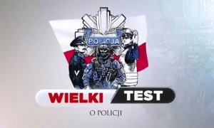 grafika przedstawiająca policjantów i napis wielki test o policji