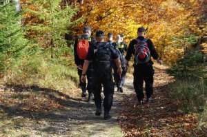 policjanci na szlaku leśnym