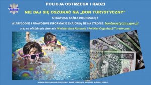 plakat akcji, dzieci pływające na basenie z drugiej strony zdjęcie pieniędzy