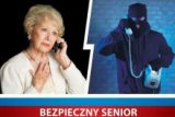 plakat seniorka rozmawia przez telefon z drugiej strony oszust