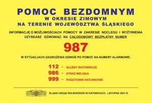 gragika poglądowa plakat akcji z podanym numerem telefonu 987 na żółtym tle