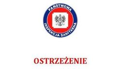 grafika poglądowa logo sanepidu i napis ostrzeżenie