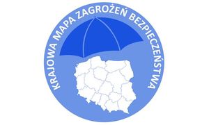 grafika przedstawiająca mapę polski z rozpiętym nad nią parasolem wokół napis krajowa mapa zagrożeń bezpieczeństwa