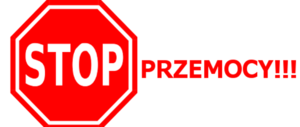 grafika poglądowa napis stop przemocy czerwony