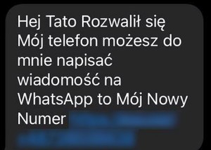 zrzut otrzymanej wiadomości sms