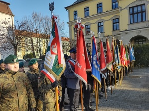 zdjęcie kolorowe stojące poczty sztandarowe