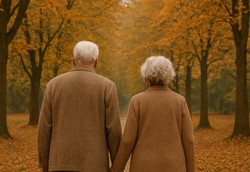 Dwójka starszych osób w jesiennej scenerii