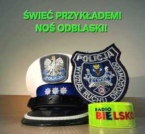 CZAPKA [POLICYJNA Z BIAŁYM OTOKIEM, NASZYWKA POLICJI ORAZ ODBLASK