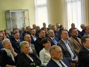 Zdjęcie przedstawia policjantów podczas narady rocznej w Komendzie Powiatowej Policji w Żywcu